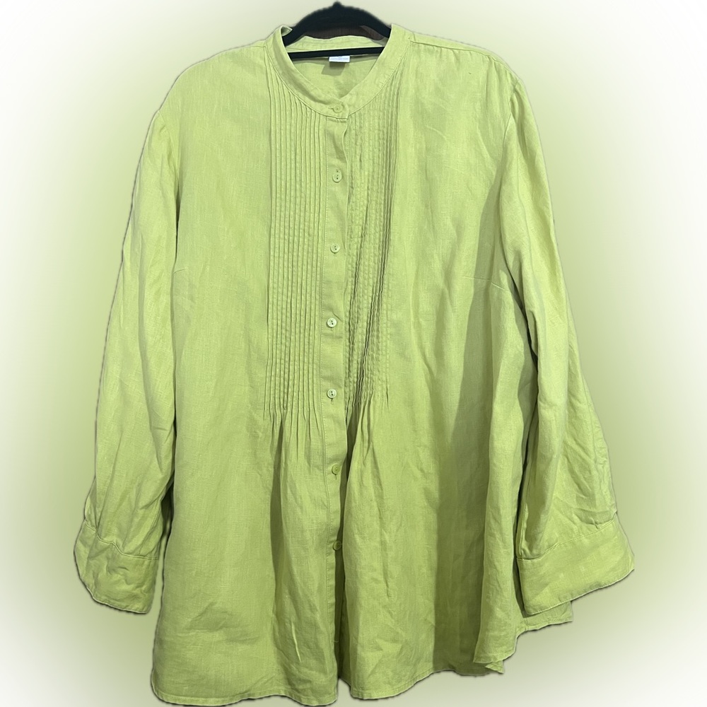 J Jones New York Lime green peasant top. Size 3x. 100% linen.